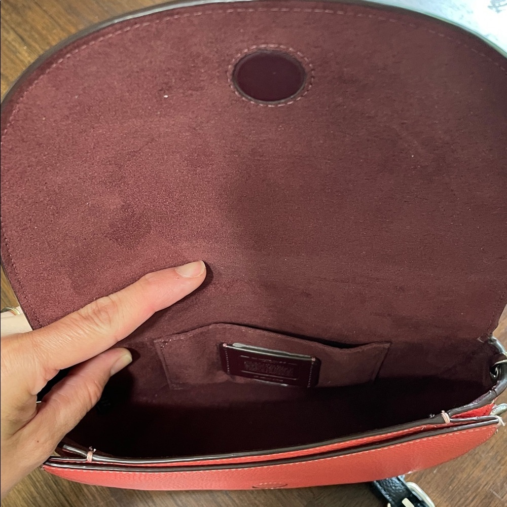 Coach Ellen Pebble Leather Saddle Crossbody Bag in Coral - Picture 5 of 12